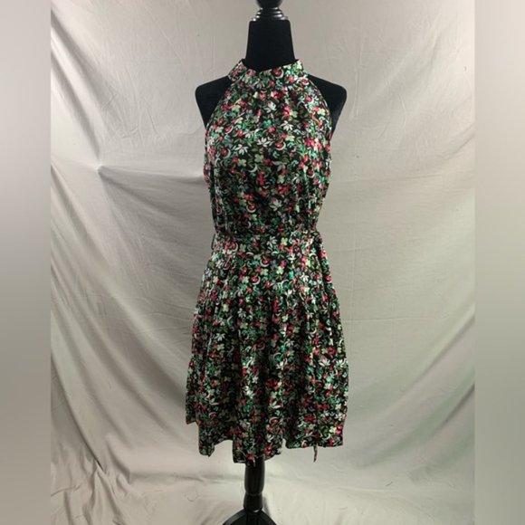 Mira Floral Print Belted Halter Dress - Picture 7 of 7